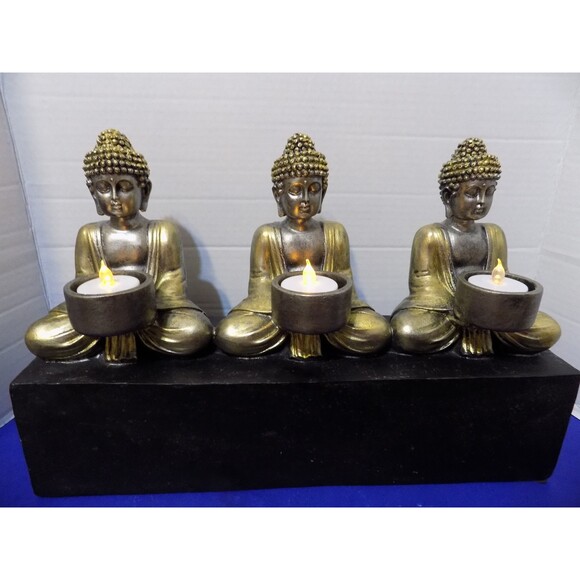 NEW Buddha Tea Candle Holder Statue Figurine Zen Home Decor - Picture 7 of 7